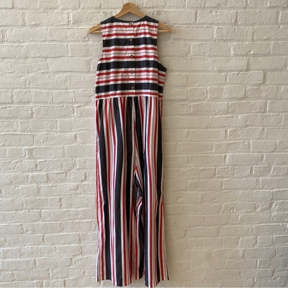 Anthropologie || Maeve Striped Wide-Leg Jumpsuit Red White Large - Picture 10 of 11